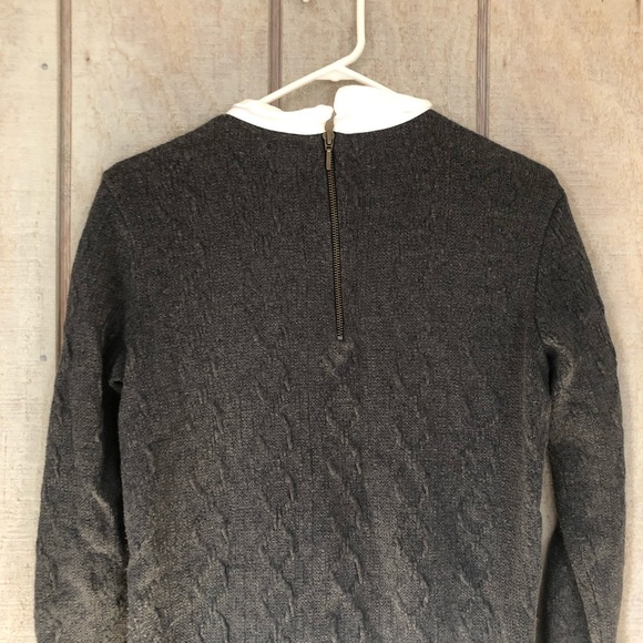 zara gray knit cable knit sweater with attached collar - Picture 7 of 8